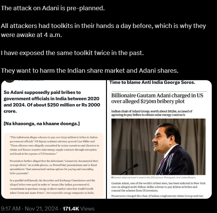 in support tweet for ADANI US FRAUD CASE